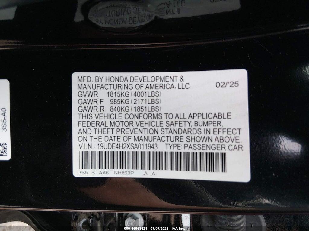 19UDE4H2XSA011943 2025 ACURA INTEGRA photo no. 9