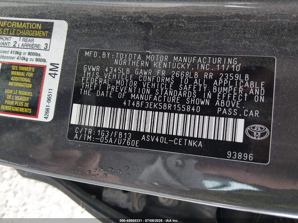 4T4BF3EK5BR155840 2011 TOYOTA CAMRY photo no. 9