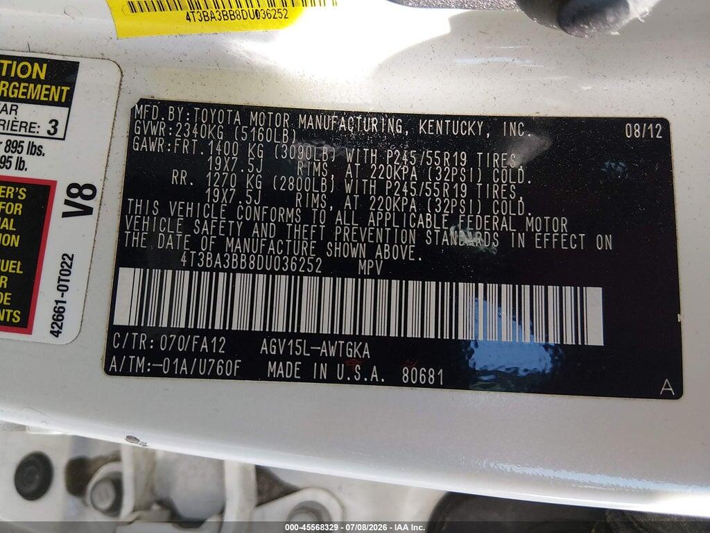 4T3BA3BB8DU036252 2013 TOYOTA VENZA photo no. 9