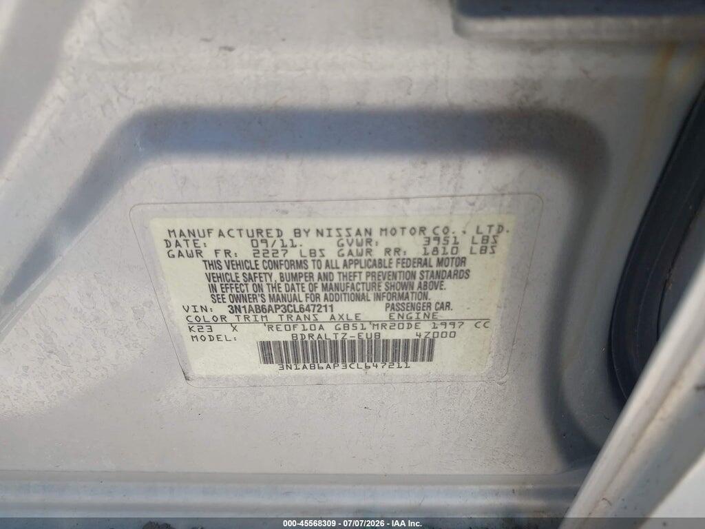 3N1AB6AP3CL647211 2012 NISSAN SENTRA photo no. 9