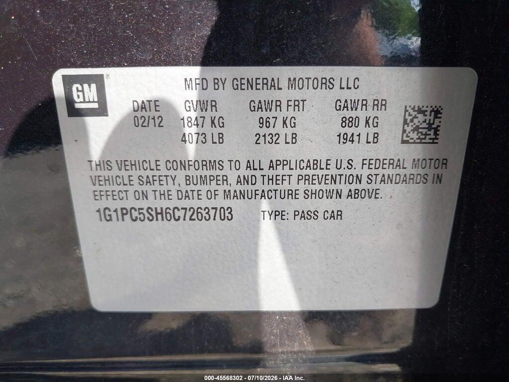 1G1PC5SH6C7263703 2012 CHEVROLET CRUZE photo no. 9