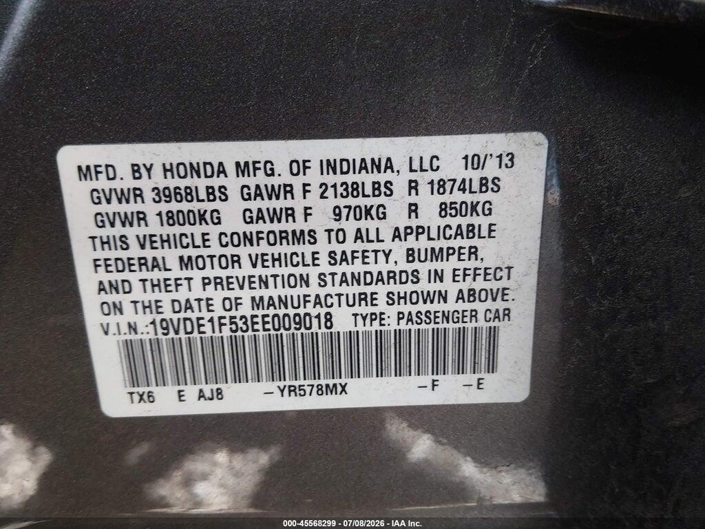 19VDE1F53EE009018 2014 ACURA ILX photo no. 9