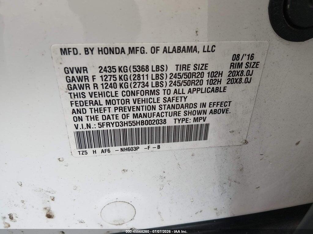 5FRYD3H55HB002038 2017 ACURA MDX photo no. 9