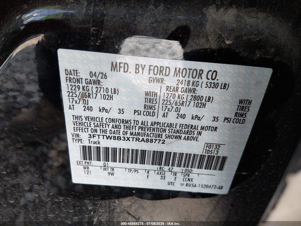 3FTTW8B3XTRA88772 2026 FORD MAVERICK photo no. 9