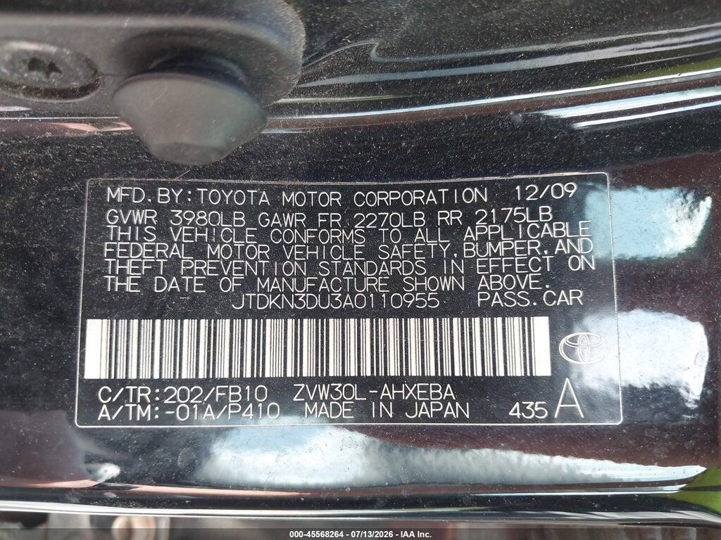 JTDKN3DU3A0110955 2010 TOYOTA PRIUS photo no. 9
