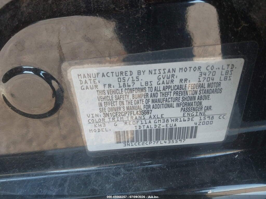 3N1CE2CP7FL435597 2015 NISSAN VERSA NOTE photo no. 9
