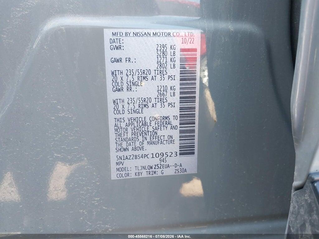 5N1AZ2BS4PC109523 2023 NISSAN MURANO photo no. 9