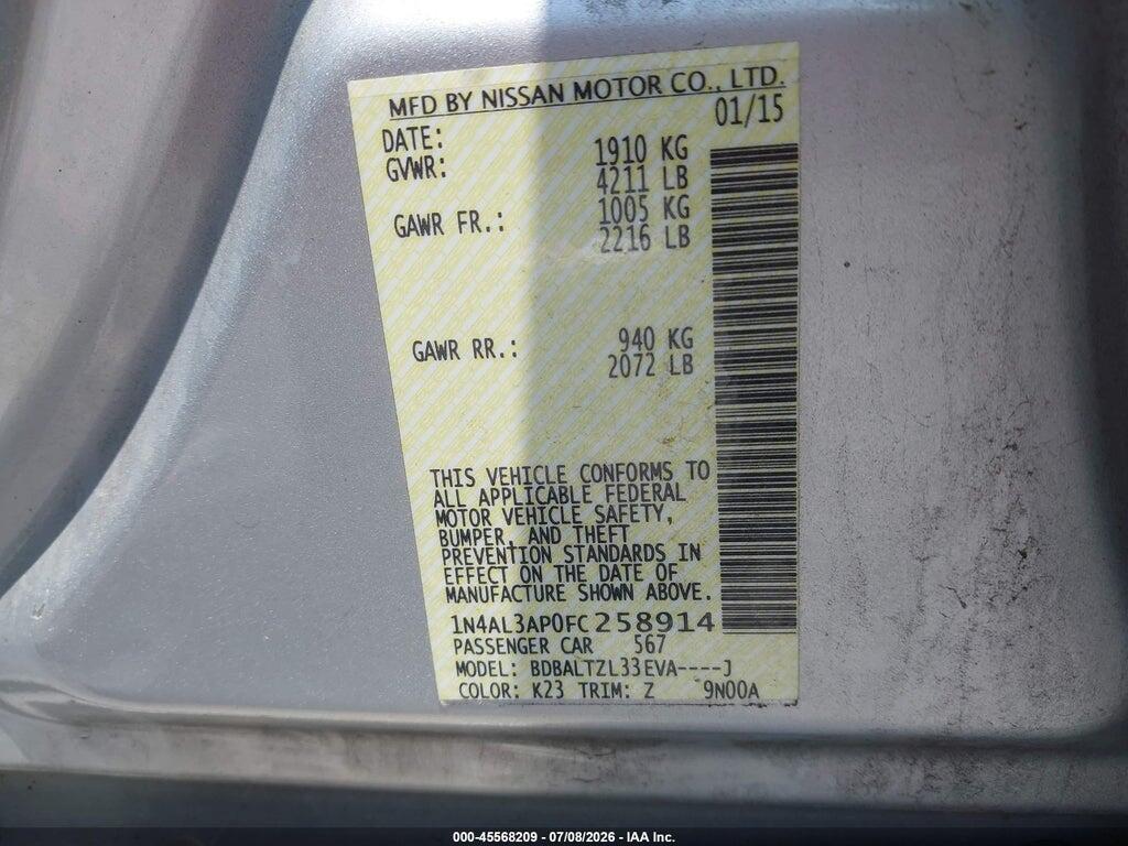 1N4AL3AP0FC258914 2015 NISSAN ALTIMA photo no. 9