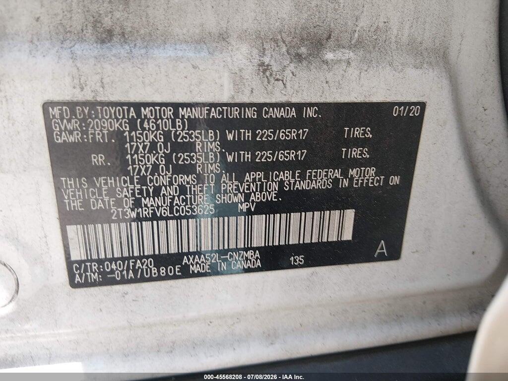 2T3W1RFV6LC053625 2020 TOYOTA RAV4 photo no. 9