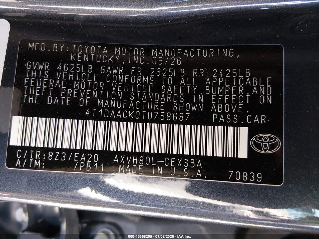 4T1DAACK0TU758687 2026 TOYOTA CAMRY photo no. 9