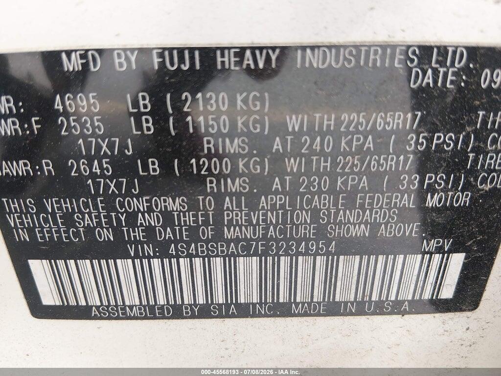 4S4BSBAC7F3234954 2015 SUBARU OUTBACK photo no. 9