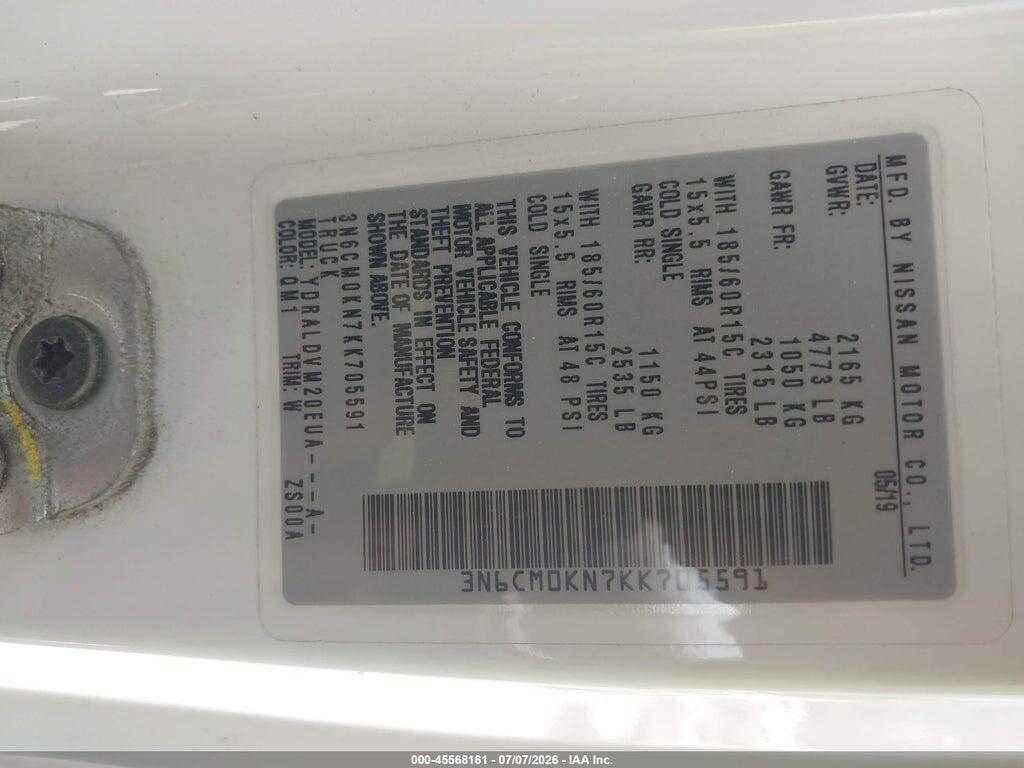 3N6CM0KN7KK705591 2019 NISSAN NV200 photo no. 9
