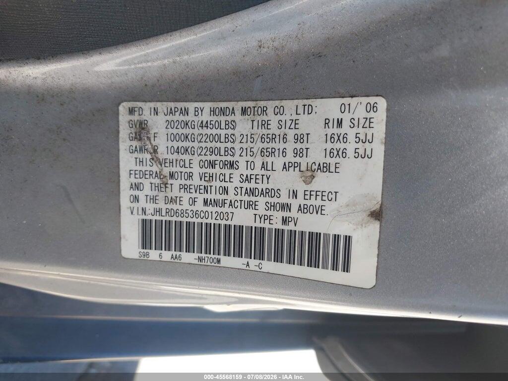 JHLRD68536C012037 2006 HONDA CR-V photo no. 9