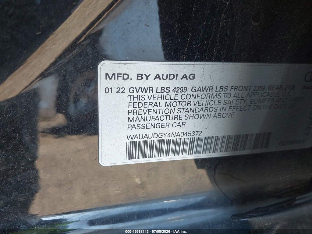 WAUAUDGY4NA045372 2022 AUDI A3 photo no. 9