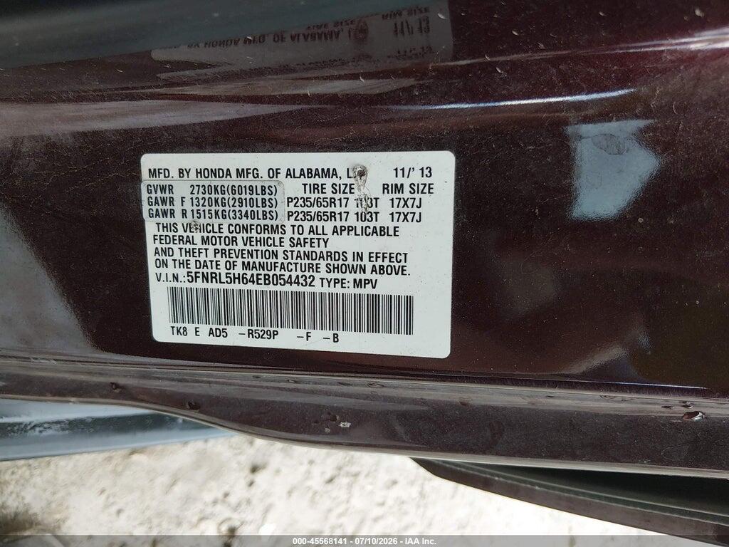 5FNRL5H64EB054432 2014 HONDA ODYSSEY photo no. 9