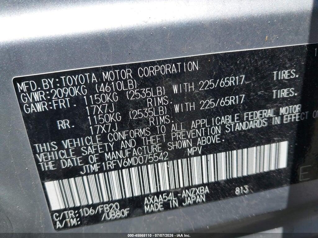JTMF1RFV6MD075542 2021 TOYOTA RAV4 photo no. 9