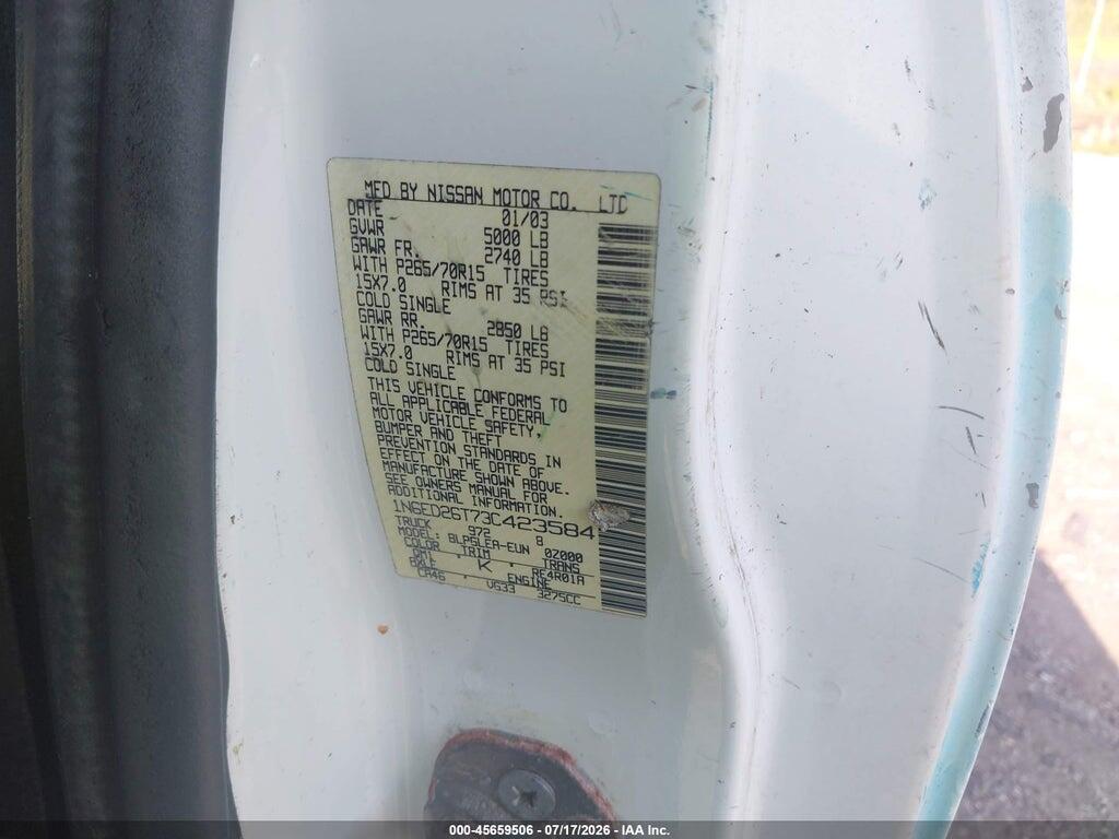 1N6ED26T73C423584 2003 NISSAN FRONTIER photo no. 9