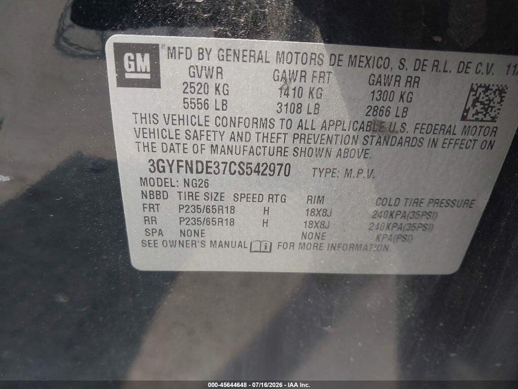 3GYFNDE37CS542970 2012 CADILLAC SRX photo no. 9