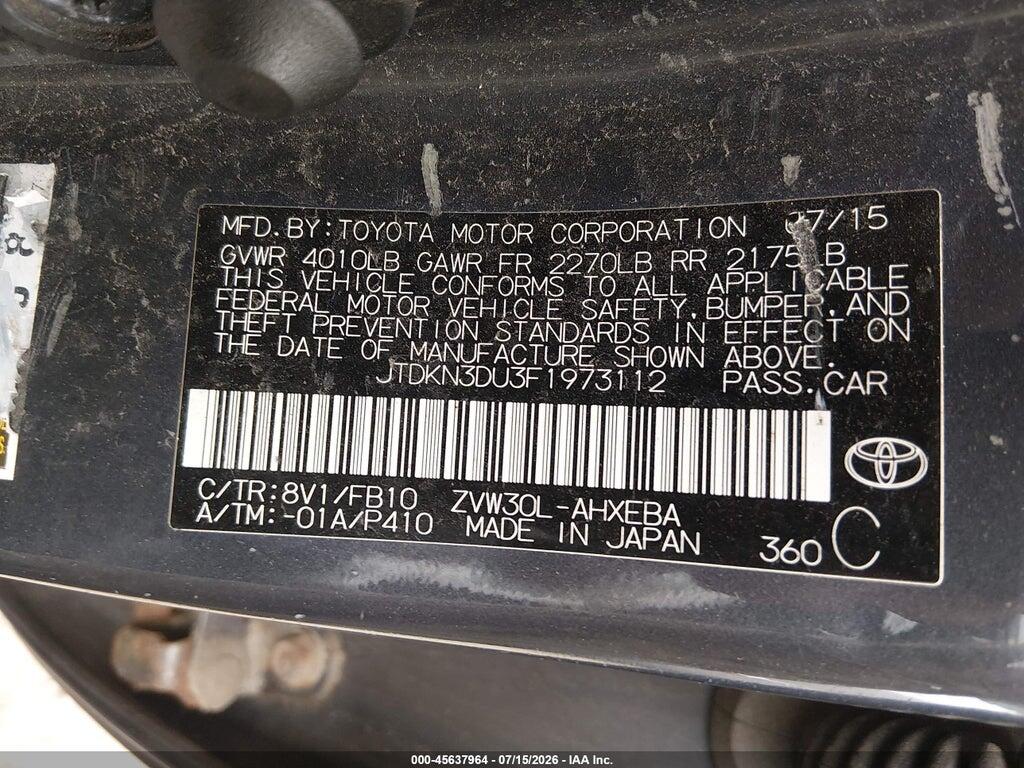 JTDKN3DU3F1973112 2015 TOYOTA PRIUS photo no. 9
