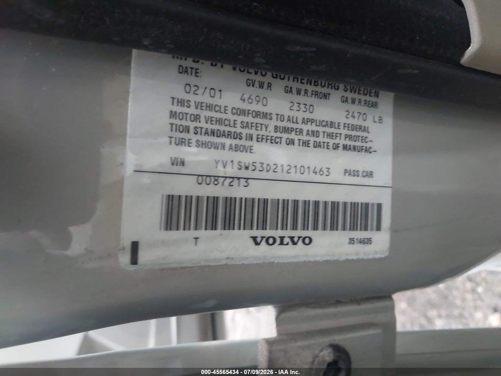 YV1SW53D212101463 2001 VOLVO V70 photo no. 9