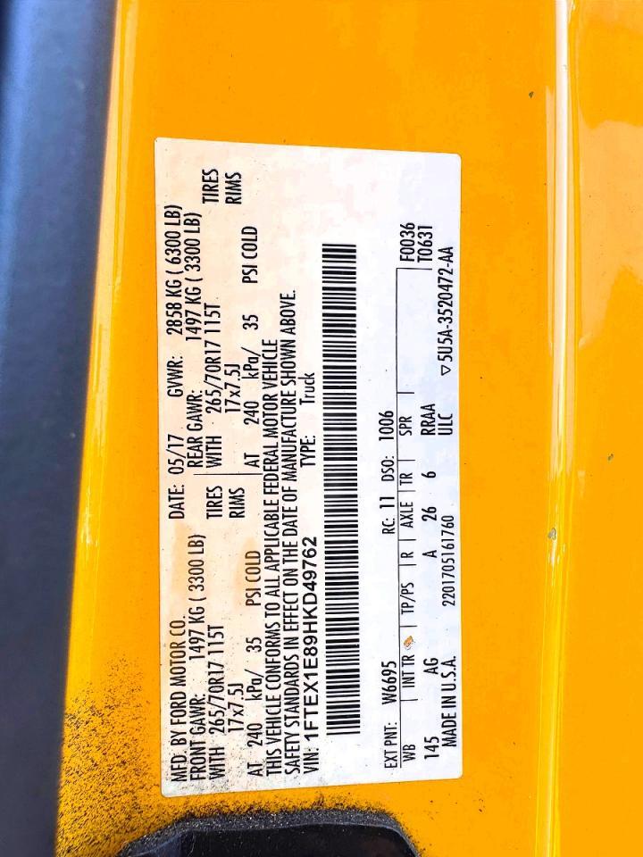 1FTEX1E89HKD49762 2017 FORD F150 photo no. 10