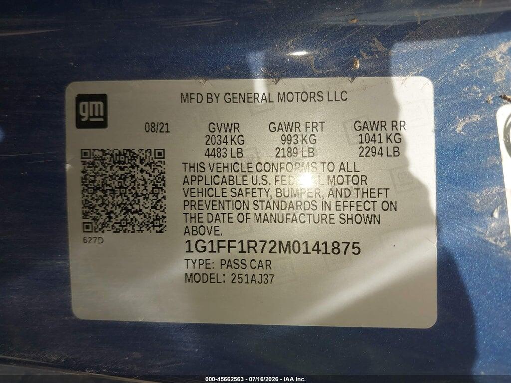 1G1FF1R72M0141875 2021 CHEVROLET CAMARO photo no. 9