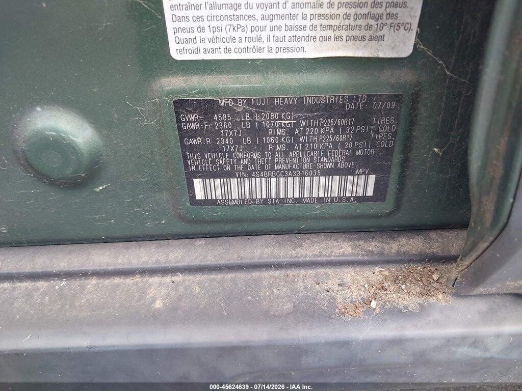 4S4BRBCC3A3316035 2010 SUBARU OUTBACK photo no. 9