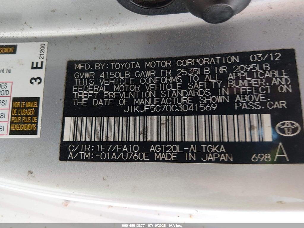 JTKJF5C70C3041569 2012 SCION TC photo no. 9