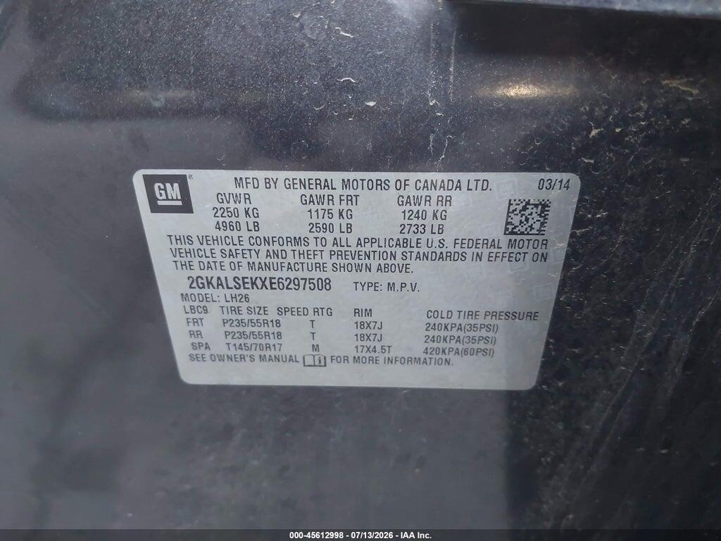 2GKALSEKXE6297508 2014 GMC TERRAIN photo no. 9