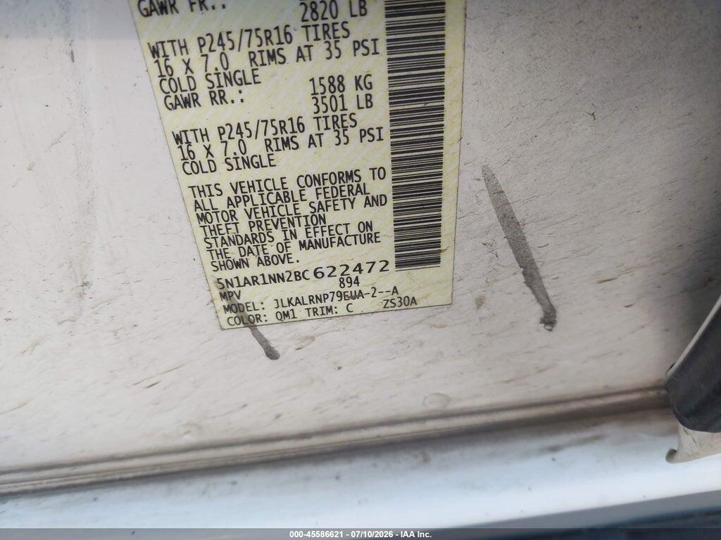 5N1AR1NN2BC622472 2011 NISSAN PATHFINDER photo no. 9