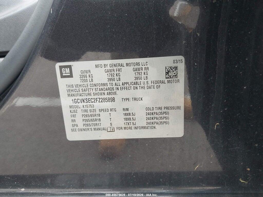 1GCVKSEC2FZ285898 2015 CHEVROLET SILVERADO 1500 photo no. 9