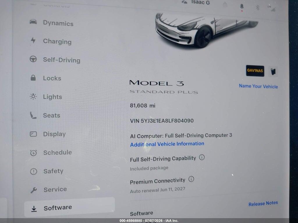 5YJ3E1EA8LF804090 2020 TESLA MODEL 3 photo no. 9