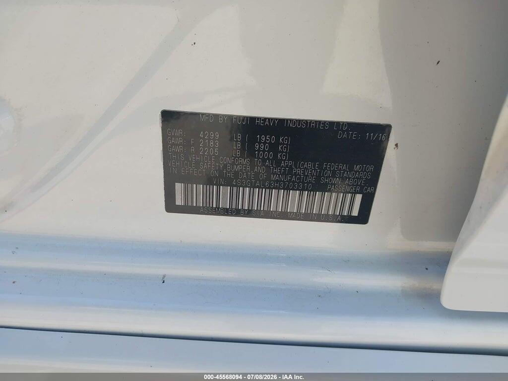 4S3GTAL63H3703310 2017 SUBARU IMPREZA photo no. 9