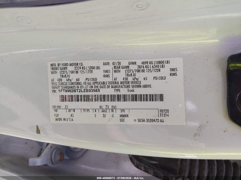 1FT8W2BT2LEE03585 2020 FORD F-250 photo no. 9