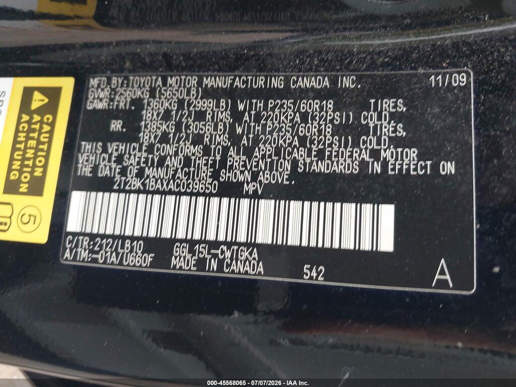 2T2BK1BAXAC039650 2010 LEXUS RX 350 photo no. 9