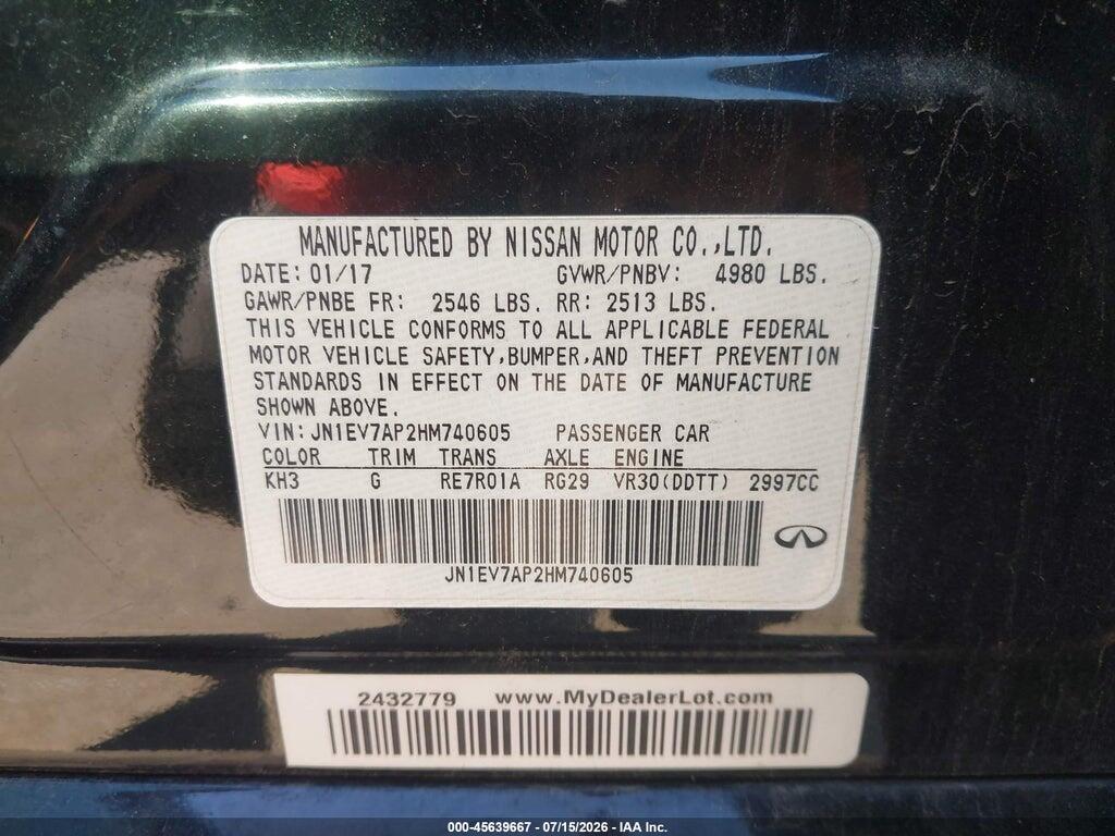 JN1EV7AP2HM740605 2017 INFINITI Q50 photo no. 9