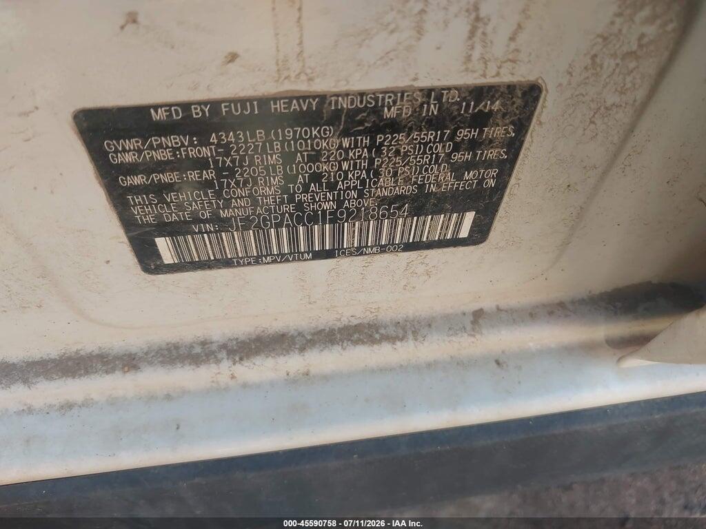 JF2GPACC1F9218654 2015 SUBARU XV CROSSTREK photo no. 9