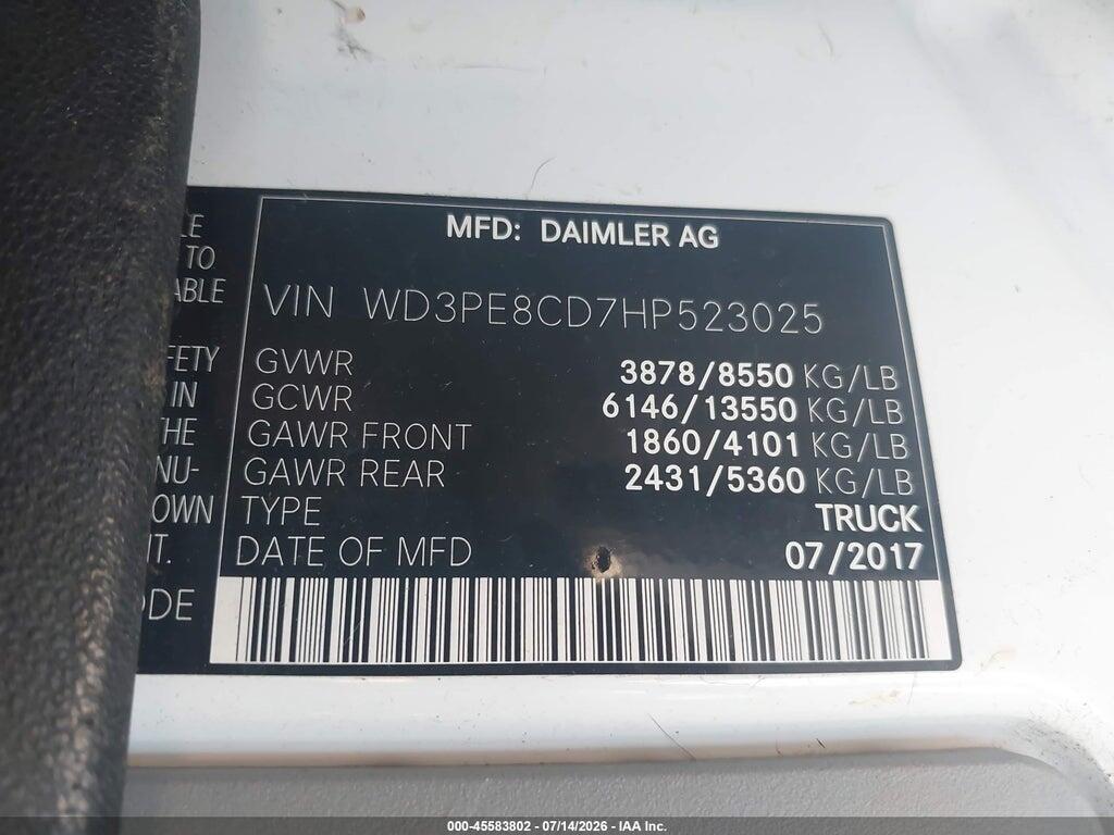 WD3PE8CD7HP523025 2017 MERCEDES-BENZ SPRINTER 2500 photo no. 9