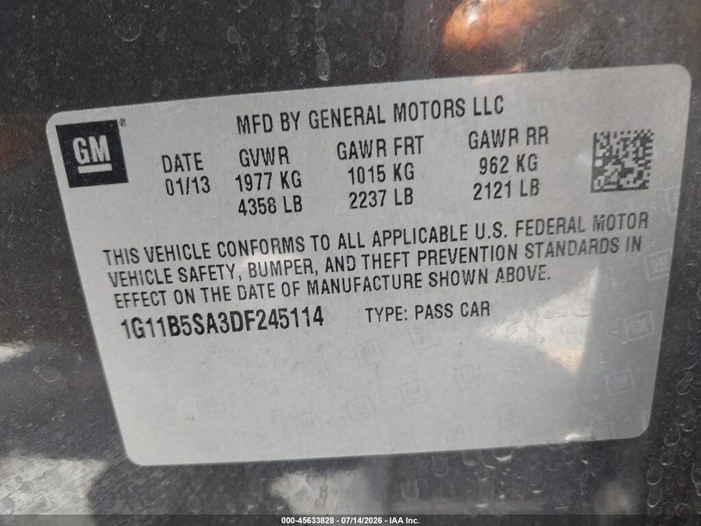 1G11B5SA3DF245114 2013 CHEVROLET MALIBU photo no. 9