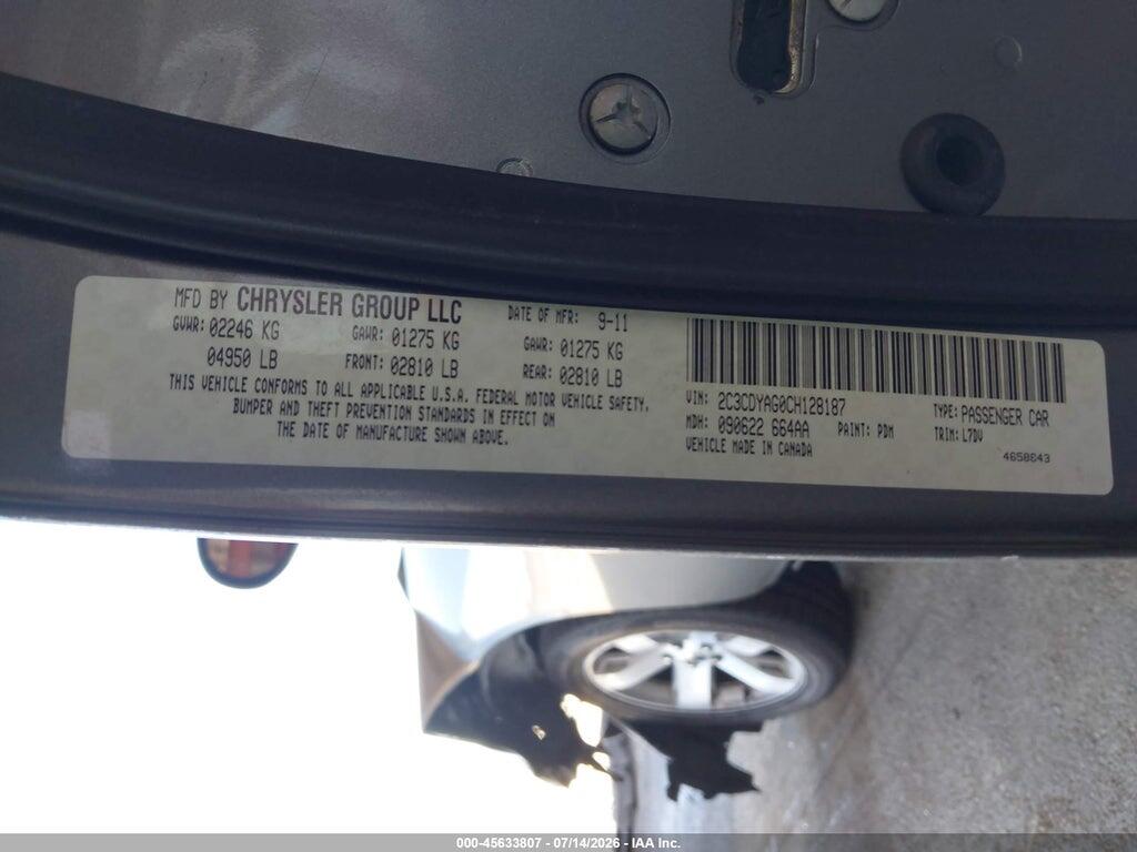 2C3CDYAG0CH128187 2012 DODGE CHALLENGER photo no. 9