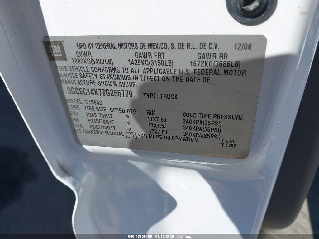 3GCEC14X77G256779 2007 CHEVROLET SILVERADO 1500 CLASSIC photo no. 9