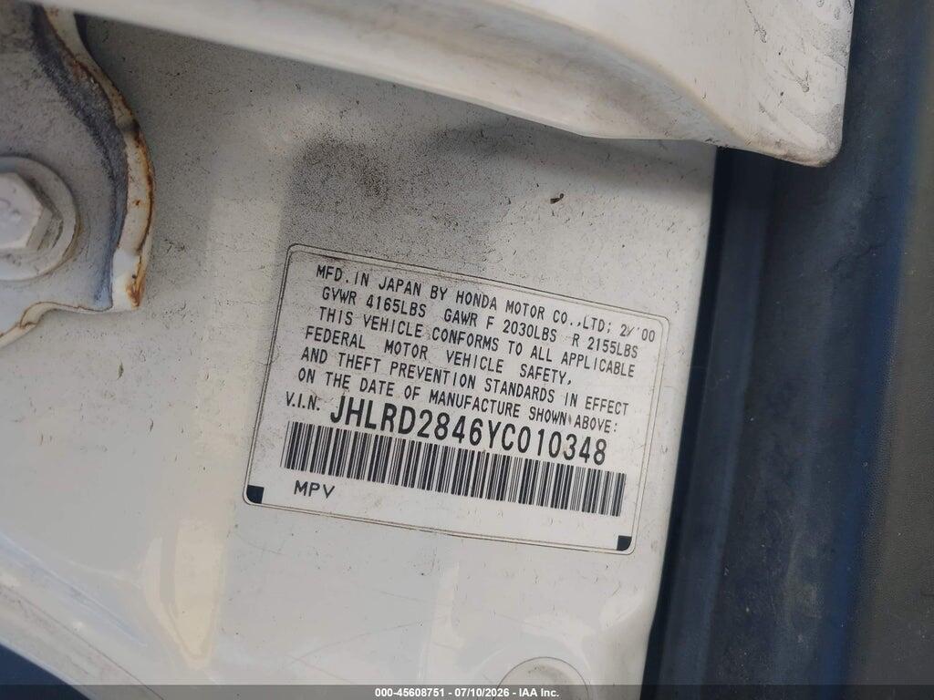 JHLRD2846YC010348 2000 HONDA CR-V photo no. 9