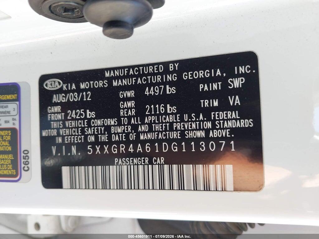 5XXGR4A61DG113071 2013 KIA OPTIMA photo no. 9