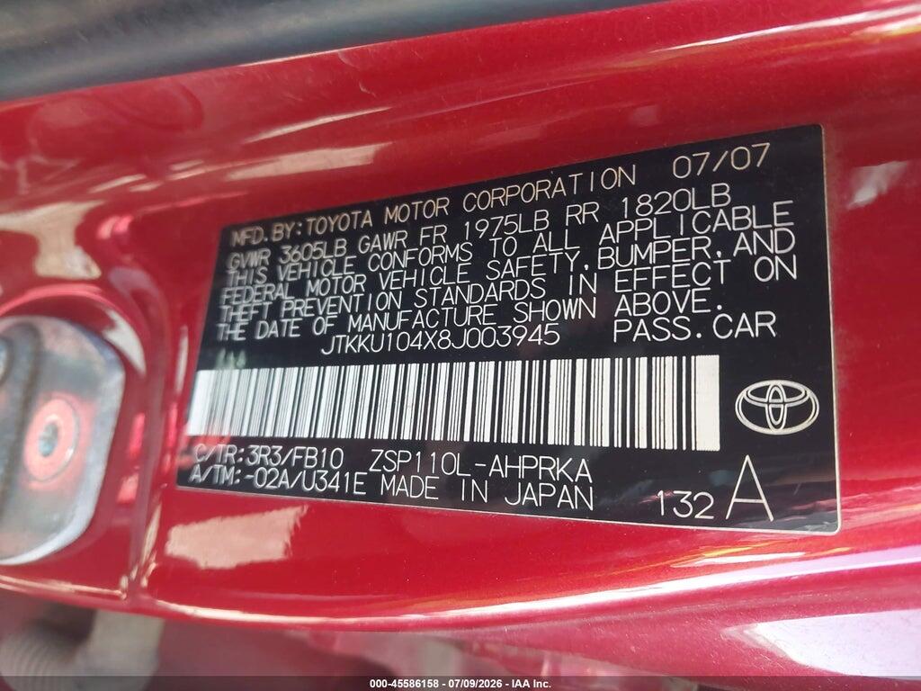 JTKKU104X8J003945 2008 SCION XD photo no. 9