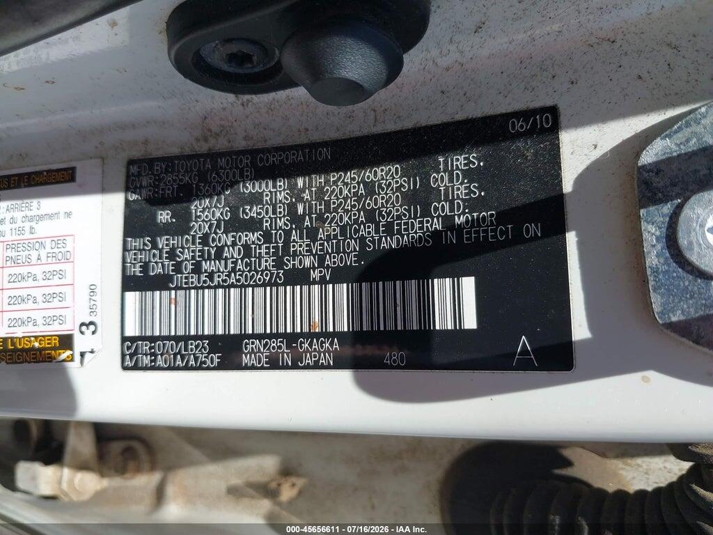 JTEBU5JR5A5026973 2010 TOYOTA 4RUNNER photo no. 9