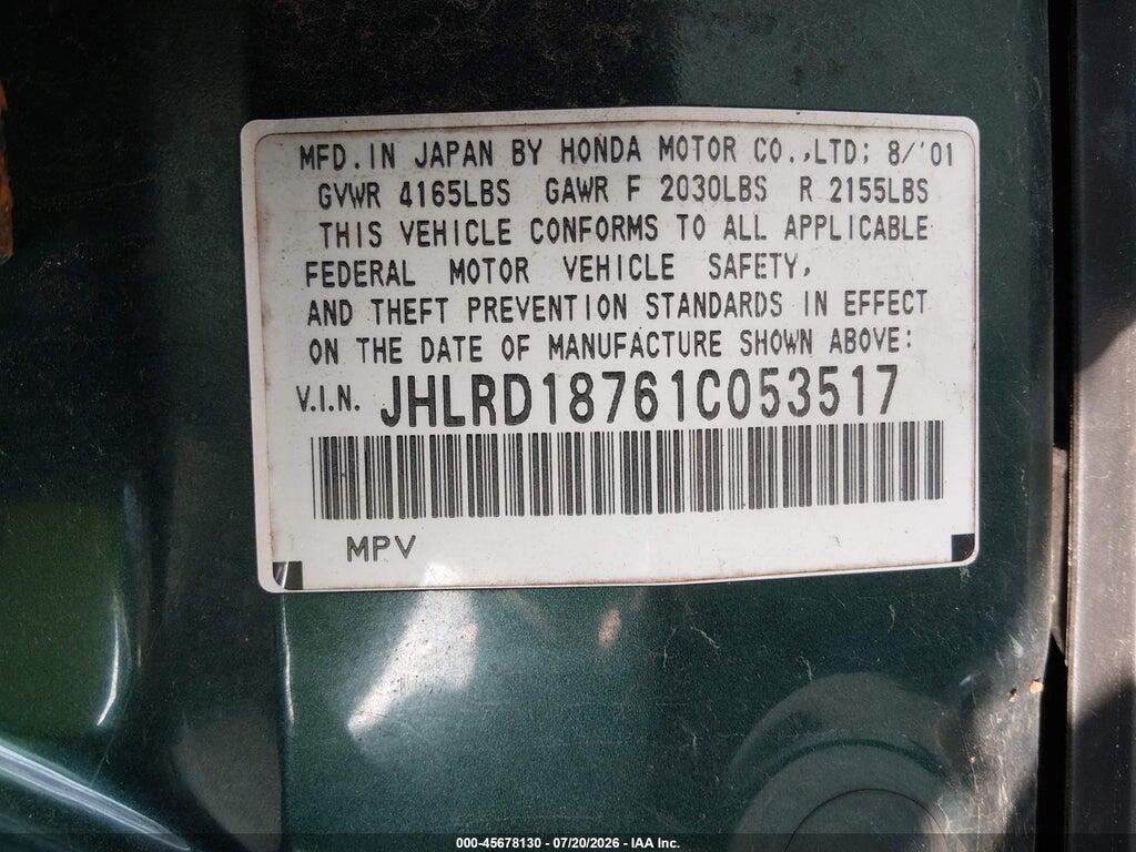 JHLRD18761C053517 2001 HONDA CR-V photo no. 9
