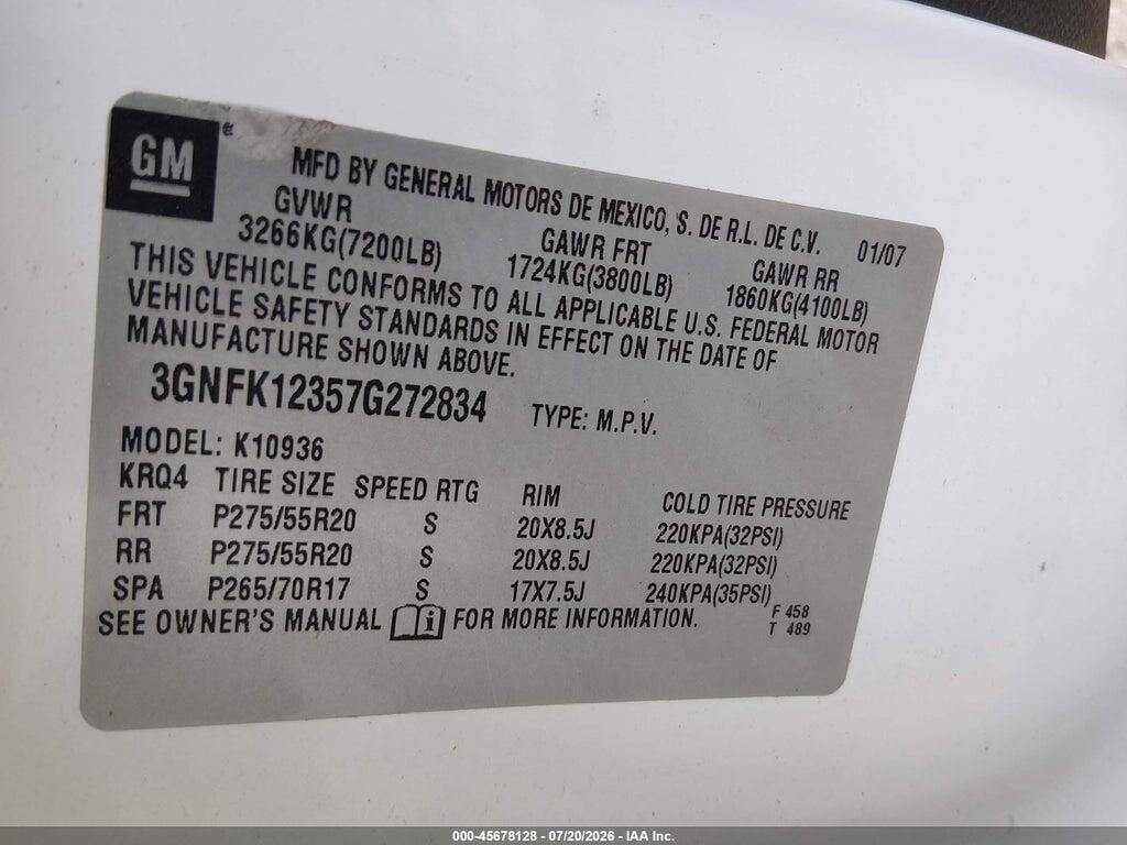 3GNFK12357G272834 2007 CHEVROLET AVALANCHE 1500 photo no. 9