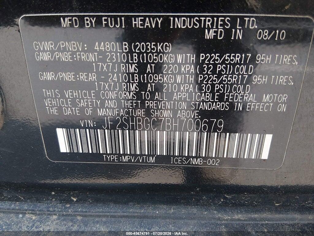 JF2SHBGC7BH700679 2011 SUBARU FORESTER photo no. 9