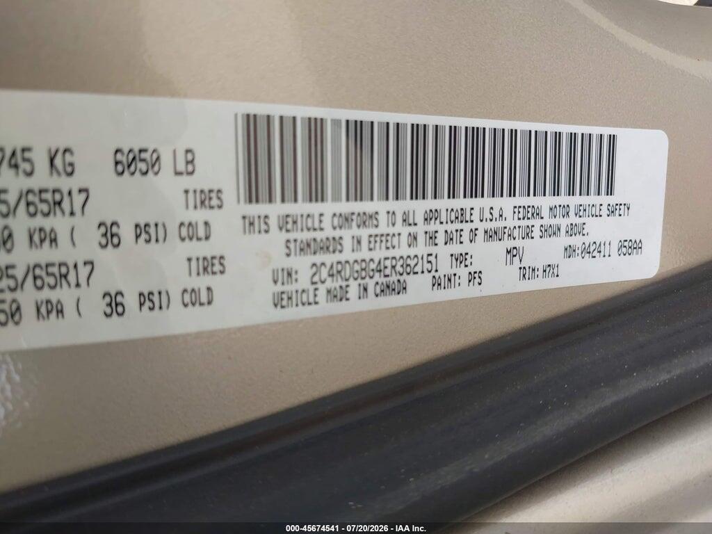 2C4RDGBG4ER362151 2014 DODGE GRAND CARAVAN photo no. 9