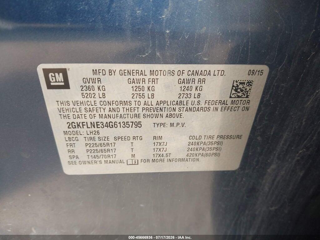 2GKFLNE34G6135795 2016 GMC TERRAIN photo no. 9